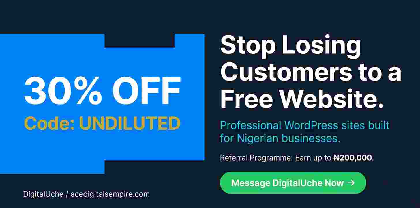 Stop losing customers to a free website — build a professional site with Ace Digitals Global Nigeria